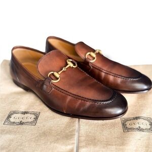 Gucci Men's Brown Leather Slip-On Loafers Jordan 6